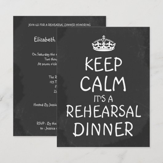 Houd kalm met een repetitief eetbordWedding Kaart (Voorkant / Achterkant)