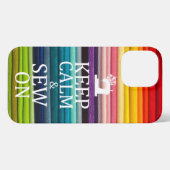 Houd kalm naaien op Crafts Rainbow Fabric iPhone C iPhone Hoesje (Achterkant horizontaal)