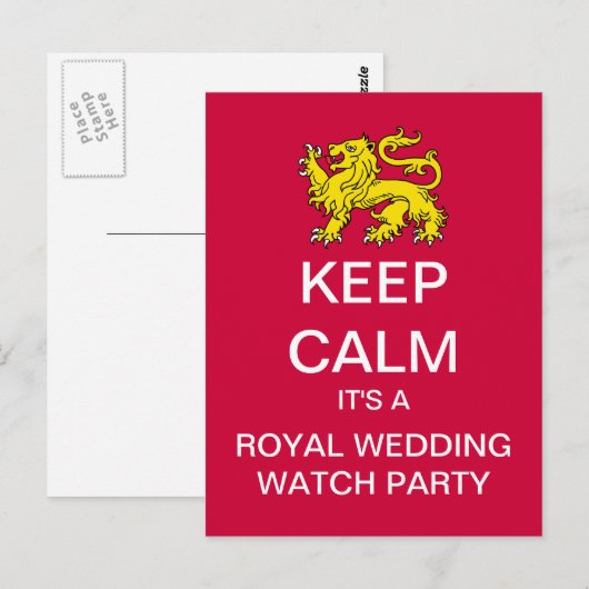 HOUD KALM Royal Wedding Watch Party Briefkaart (Voorkant / Achterkant)