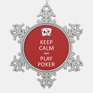 HOUD KALM & SPEEL de douaneornament van de POOK Tin Sneeuwvlok Ornament
