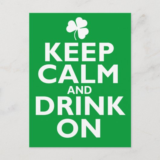 Houd kalm St. Patricks Day Humor Briefkaart (Voorkant)