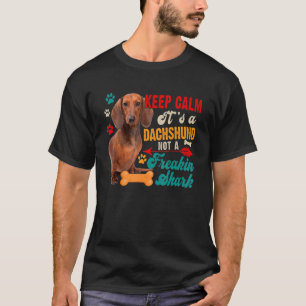 Houd kalm teckel geen haai bijpassende hond t-shirt