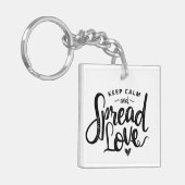 Houd kalm Tekst Kunst Liefde Kunst Inspirerend Har Sleutelhanger (Voorkant Links)