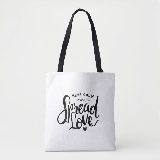Houd kalm Tekst Kunst Liefde Kunst Inspirerend Har Tote Bag (Voorkant)