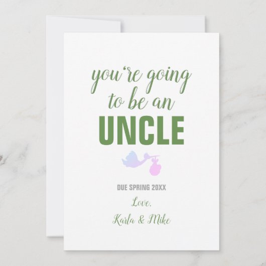 Houd Kalm u zijn een Oom Pregnancy Announcement Aankondiging (Achterkant)