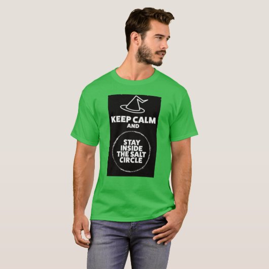 Houd kalm / zoutcirkel groen T-shirt (Voorkant volledig)