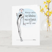 Houd kalme, draag rode lippenstift verjaardagskaar kaart (Gele Bloem)