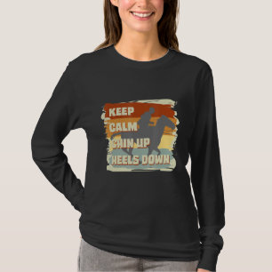Houd kalme kin omhoog hakken omlaag paardenkostuum t-shirt