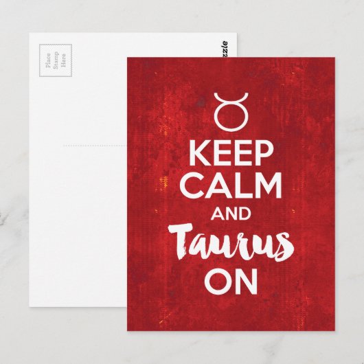 Houd Kalme Stier op de Astrologie van de Briefkaart (Voorkant / Achterkant)