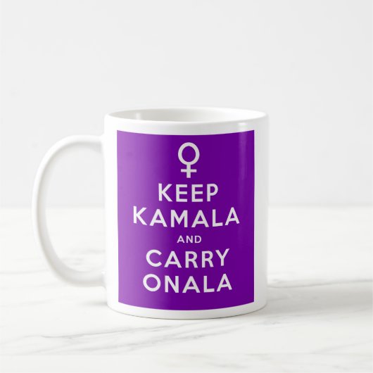 Houd Kamala en Carry Onala Paarse achtergrond Koffiemok (Links)