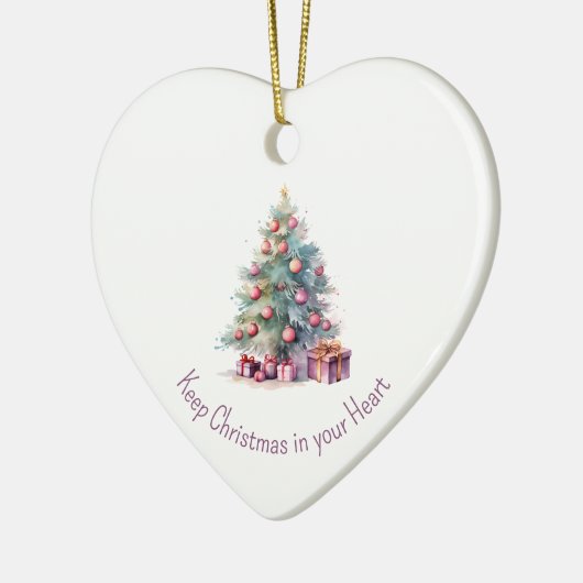 Houd Kerstmis in je hart bewerkbare tekst hart Keramisch Ornament (Links)