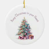 Houd Kerstmis in uw Hart bewerkbare Tekstboom Keramisch Ornament (Achterkant)