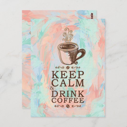 Houd Koffie van de Drink Calm - Abstracte Achtergr Briefkaart (Voorkant / Achterkant)