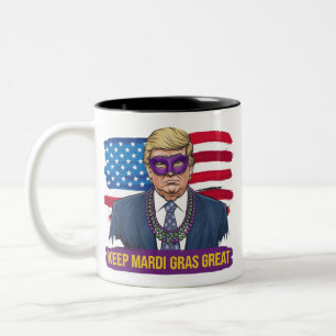 Houd Mardi Gras geweldig grappig Trump Mardi Gras  Tweekleurige Koffiemok