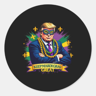 Houd Mardi Gras Grote Grappige Trump 2025 Carnaval Ronde Sticker
