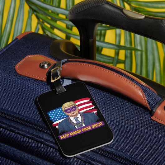 Houd Mardi Gras Grote Grappige Trump Mardi Gras 20 Bagagelabel (Voorkant Insitu 1)