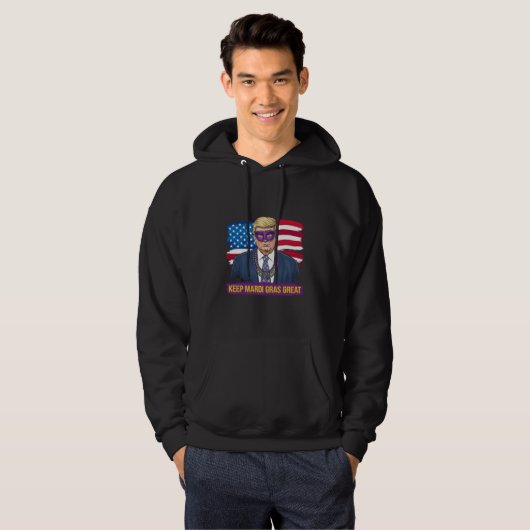 Houd Mardi Gras Grote Grappige Trump Mardi Gras 20 Hoodie (Voorkant volledig)