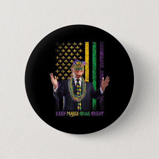 Houd Mardi Gras Grote Grappige Trump Mardi Gras 20 Ronde Button 5,7 Cm (Voorkant)