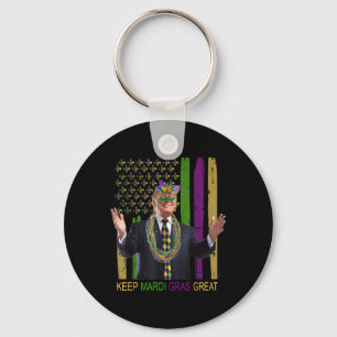 Houd Mardi Gras Grote Grappige Trump Mardi Gras 20 Sleutelhanger
