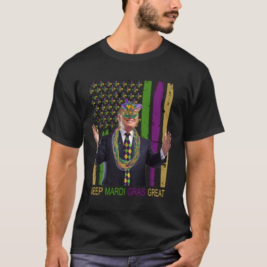 Houd Mardi Gras Grote Grappige Trump Mardi Gras 20 T-shirt (Voorkant)