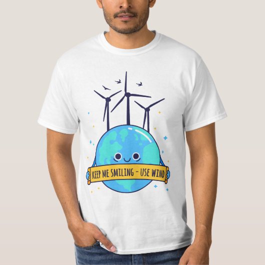 Houd me aan het lachen: gebruik windenergie t-shirt (Voorkant)