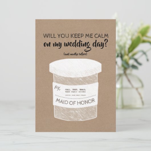 Houd me kalm grappig bruidsmeisje of bruidsmeisje kaart (Staand voorkant)