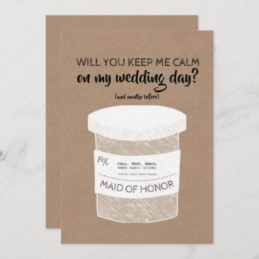 Houd me kalm grappig bruidsmeisje of bruidsmeisje kaart (Voorkant / Achterkant)