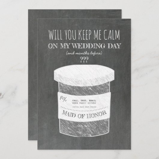 Houd me kalm grappig bruidsmeisje of bruidsmeisje  kaart (Voorkant / Achterkant)