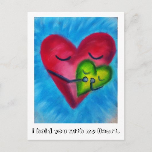 Houd met hart briefkaart vast (Voorkant)