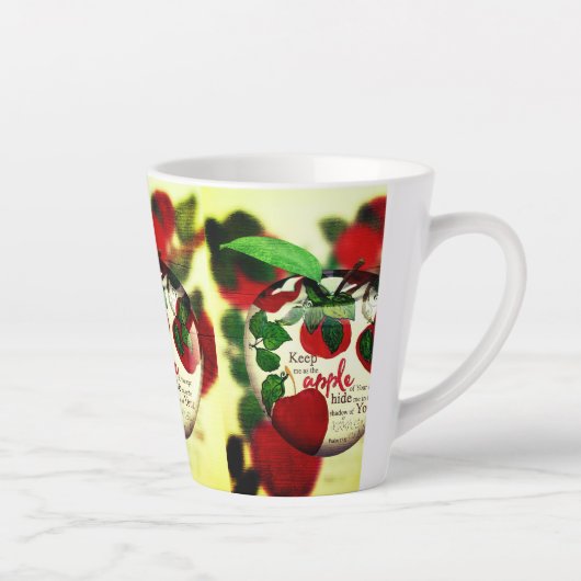 Houd mij als appel uw oog (psalm 17:8) latte mok (Rechts)