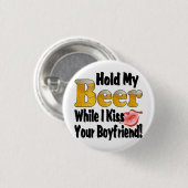 Houd mijn Bier BoyVrieslips vast Ronde Button 3,2 Cm (Voorkant /achterkant)