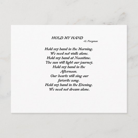 HOUD MIJN HAND Briefkaart (Voorkant)