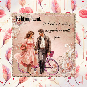 Houd mijn hand romantische Valentijnsdag paar foto Feestdagenkaart