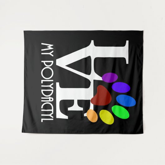 HOUD Mijn polydactylus (witte tekst) Wandkleed (Voorkant (horizontaal))