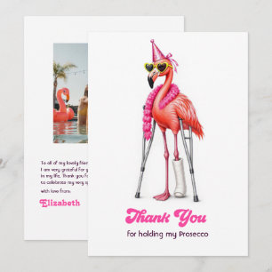 Houd Mijn Prosecco Grappige Flamingo Bachelorette Bedankkaart