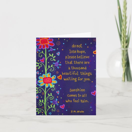 Houd Moed Moedigingskaart Mooie Bloemen Kaart (Voorkant)