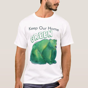 Houd ons Huis Groen Schattige Waterverf Beer T-shirt