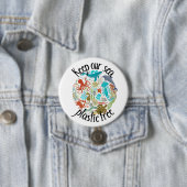 Houd ons Zee plastic vrije schildpad Ronde Button 7,6 Cm (In situ)