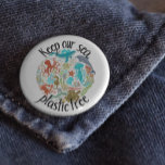 Houd ons Zee plastic vrije schildpad Ronde Button 7,6 Cm<br><div class="desc">Dit ontwerp werd gecreeerd door digitale kunst. Het kan worden gepersonaliseerd door de aanpassingsknoop te klikken en tekst, afbeeldingen toe te voegen, of afbeeldingen te schrappen om aan te passen. Neem contact met me op colorflowcreations@gmail.com als je dit ontwerp op een ander product wilt gebruiken. Koop mijn oorspronkelijke abstracte acrylschilderij...</div>
