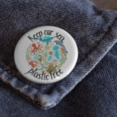 Houd ons Zee plastic vrije schildpad Ronde Button 7,6 Cm