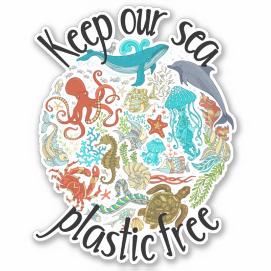 Houd ons Zee Plastic Vrije Walvisschildpad Sticker (Voorkant)