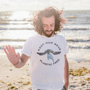 Houd ons Zee plastic vrije Waterverf T-shirt