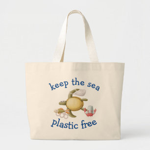 Houd ons Zee plastic vrije Zee in leven Grote Tote Bag