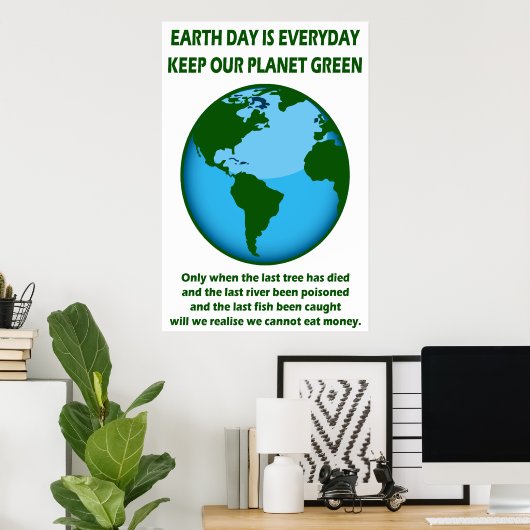 HOUD ONZE PLANEET GROEN POSTER (Thuiskantoor)