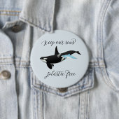 Houd onze Zeeen plasticvrij Dolphin Killer Whale Ronde Button 4,0 Cm (In situ)