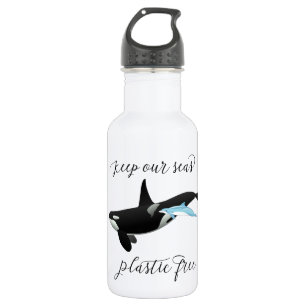Houd onze zeeën plasticvrij Orca Dolfijn Oceaan Waterfles