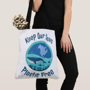 Houd onze Zeeen vrij van plastic - Grote Canvas ta Tote Bag