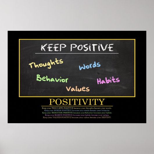 HOUD POSITIEF MOTIVATIE POSTER (Voorkant)