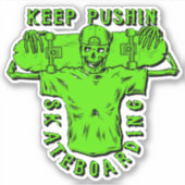 Houd Pushing Skateboarding Green 4-inch Kiss Cut V Sticker (Voorkant)
