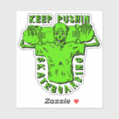 Houd Pushing Skateboarding Green 4-inch Kiss Cut V Sticker (Vel)